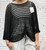 Made In Italy Black Crochet Batwing Gathered Front Top One Size Fits UK 8-20