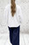 Made In Italy Navy Blue Cotton Poplin Wide Leg 7/8 Crop Trousers One Size Fits 8-18
