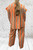 Made In Italy Orange & Beige Stripe Straight Leg Cotton Burlap Trousers One Size Fits UK 8-16