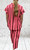 Made In Italy Dark Red & Bright Pink Stripe Cap Sleeve Cotton Burlap Smock Top - One Size Fits UK 10-16