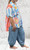 Made In Italy Box Fit Oversized Sun Print Blue Pink Orange Stripe Shirt - One Size Fits  10-22
