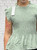 Sage Green Shirred Ruffle Trim Armhole Peplum Top One Size Fits UK 8-14
