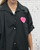 Made In Italy Black Cotton Loose Box Fit Heart Merci Amour Shirt - One Size Fits UK 10-24