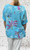 New Collection Turquoise Floral Cotton 1/2 Sleeve Smock Top - One Size Fits 10-20