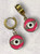 Evil Eye Pink Enamel & Crystal Thick Gold Huggie Earrings