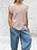 Made In Italy Pale Blush Pink Ruffle Trim Linen Look Button Back Top - Onesize Fits UK 10-18