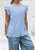 Made In Italy Denim Blue Ruffle Trim Linen Look Button Back Top - Onesize Fits UK 10-18