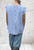 Made In Italy Denim Blue Ruffle Trim Linen Look Button Back Top - Onesize Fits UK 10-18