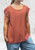 Made In Italy Terracotta Ruffle Trim Linen Look Button Back Top - Onesize Fits UK 10-18