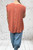 Made In Italy Terracotta Ruffle Trim Linen Look Button Back Top - Onesize Fits UK 10-18
