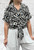 New Collection Black & Ivory  Zebra Print Short Sleeved Tie Front Crop Shirt - One Size Fits UK 8-14