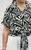 New Collection Black & Ivory  Zebra Print Short Sleeved Tie Front Crop Shirt - One Size Fits UK 8-14