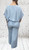 Toscana Moda Sky Blue Linen Wide-Leg Trouser and Boxy Top Set one Size Fits 8-14