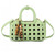 Long & Son 2in1 Basket Weave Cut Out Small Grab Handle Crossbody Bag With Removeable Animal Print Inner Pouch