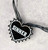 Black Glittery Spiked Heart SINNER Pendant On Organza Ribbon & Cord Necklace