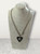 Large Statement Black & Silver Heart 50cm Necklace With Chunky Oval Links & Toggle Clasp