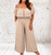 Italian One Size 2 Way Bardot Ruffle Sleeve Shirred Waist Polka Dot Jumpsuit - One Size Fits UK 10-20 Navy Brown Beige & Green