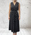Italian One Size V Front & Back Polka Dot Cross Front Shirred Waist Maxi Dress - One Size Fits UK 10-22 Navy Or Black