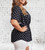 Polka Dot One Size V Neck Cross Front Peplum Top With Shirred Waist & Flutter Cap Sleeves - Fits UK 12-22 Grey Black Navy Green