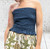 Diverse Italian Shirred Ruffle Hem Bandeau Top  6 Colours - One Size Fits UK 8-16 Khaki Brown Ochre Navy Pistachio Black
