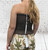 Diverse Italian Shirred Ruffle Hem Bandeau Top  6 Colours - One Size Fits UK 8-16 Khaki Brown Ochre Navy Pistachio Black