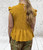 Ochre / Mustard Shirred Ruffle Trim Peplum Top One Size Fits UK 8-14