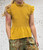 Ochre / Mustard Shirred Ruffle Trim Peplum Top One Size Fits UK 8-14
