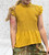 Ochre / Mustard Shirred Ruffle Trim Peplum Top One Size Fits UK 8-14