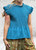 Teal  Blue Shirred Ruffle Trim Peplum Top One Size Fits UK 8-14
