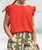 Made In Italy Burnt Orange Ruffle Trim Linen Look Button Back Top - Onesize Fits UK 10-18