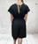 Made In Italy  Plus Size Magic  V Wrap Front Shirred Waist Playsuit One Size Fits UK 12-22