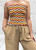 Diverse Italian Shirred Retro Wavey Ruffle Hem Bandeau Top   - One Size Fits UK 8-16 Khaki Brown Ochre Navy Pistachio Black