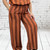 Toscana Moda Two Tone Striped Wide Leg Trousers - One Size Fits UK 8-14 Brown Or Rust