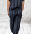 Toscana Moda Two Tone Striped Wide Leg Trousers - One Size Fits UK 8-14 Brown Or Rust