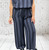 Toscana Moda Two Tone Striped Wide Leg Trousers - One Size Fits UK 8-14 Brown Or Rust