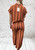 Toscana Moda Two Tone Striped Wide Leg Trousers - One Size Fits UK 8-14 Brown Or Rust