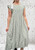 Diverse Italian Ditsy Daisy Floral Print Shirred Top Midi Dress With Ruffle  Hem  One Size Fits 8-18  Sage Green Or Navy
