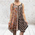 One Size Silk Blend Scarf Print Strappy Dress With Hanky Hem  - Rust Or Brown Fits UK 8-14