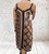 One Size Silk Blend Scarf Print Strappy Dress With Hanky Hem  - Rust Or Brown Fits UK 8-14