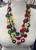 Stunning Statement Multi Strand Bright Multicoloured Wooden Bead & Disc Necklace