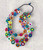 Stunning Statement Multi Strand Bright Multicoloured Wooden Bead & Disc Necklace