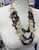 Boho Statement Multi Strand Brown Ivory Wooden Bead, Diamond & Disc Necklace