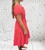 Made In Italy Coral Bardot Shirred Waist Midi Magic Dress - One Size Fits UK 10-20