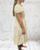 Made In Italy Beige Bardot Shirred Waist Midi Magic Dress - One Size Fits UK 10-20