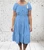 Made In Italy Sky Blue Bardot Shirred Waist Midi Magic Dress - One Size Fits UK 10-20