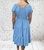 Made In Italy Sky Blue Bardot Shirred Waist Midi Magic Dress - One Size Fits UK 10-20