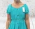 Made In Italy Turquoise Bardot Shirred Waist Midi Magic Dress - One Size Fits UK 10-20