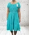 Made In Italy Turquoise Bardot Shirred Waist Midi Magic Dress - One Size Fits UK 10-20