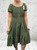 Made In Italy Khaki Green Bardot Shirred Waist Midi Magic Dress - One Size Fits UK 10-20
