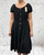 Made In Italy Black Bardot Shirred Waist Midi Magic Dress - One Size Fits UK 10-20